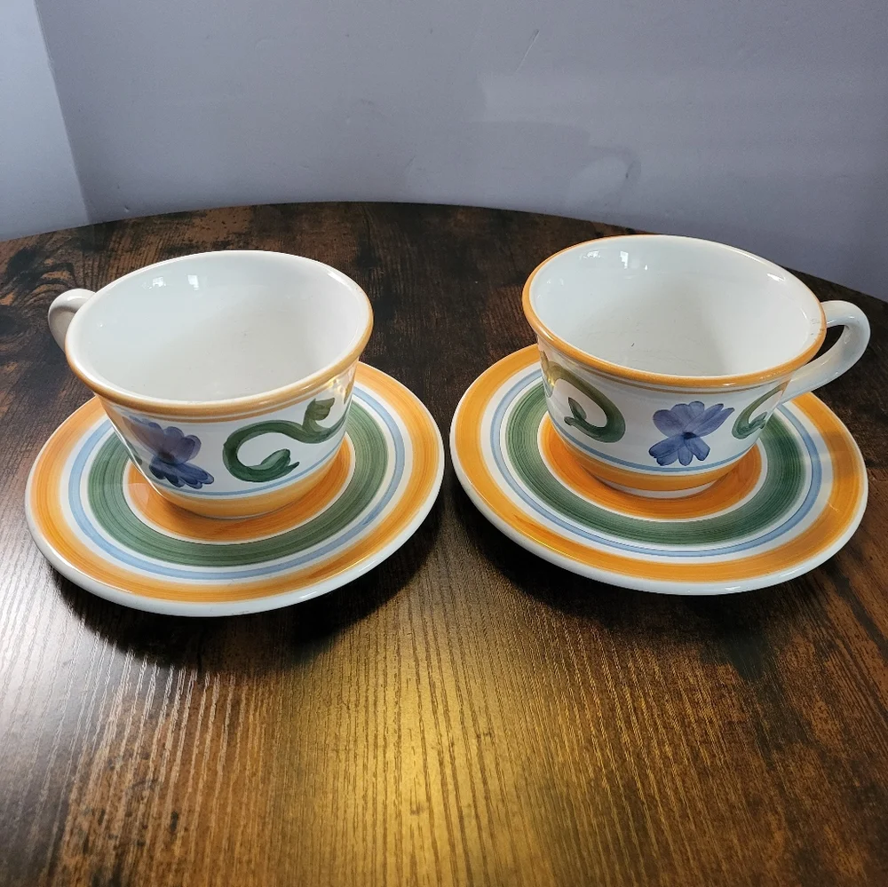 Williams Sonoma Marisol Colorful Tea And Coffe cup and Saucer Set